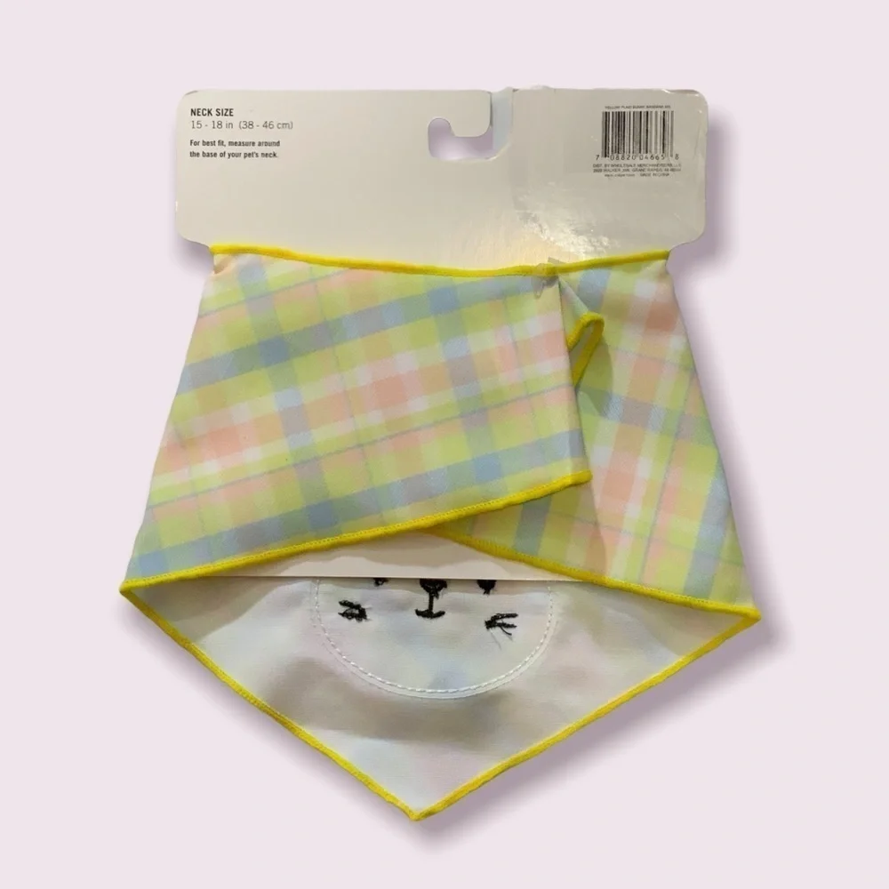 Easter Dog Bandanna Bunny Rabbit Spring Colors Plaid Multicolor Medium to Large